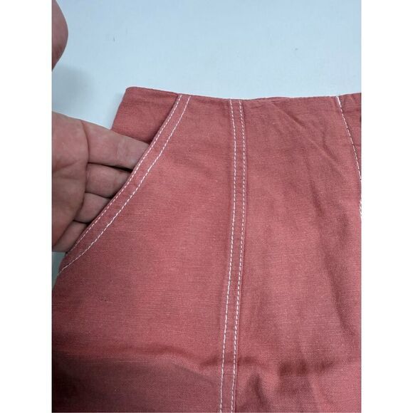 Clockhouse Women’s Cotton Pink Peach Button Front Mini Skirt Sz 38 EU/ S US - Picture 5 of 7
